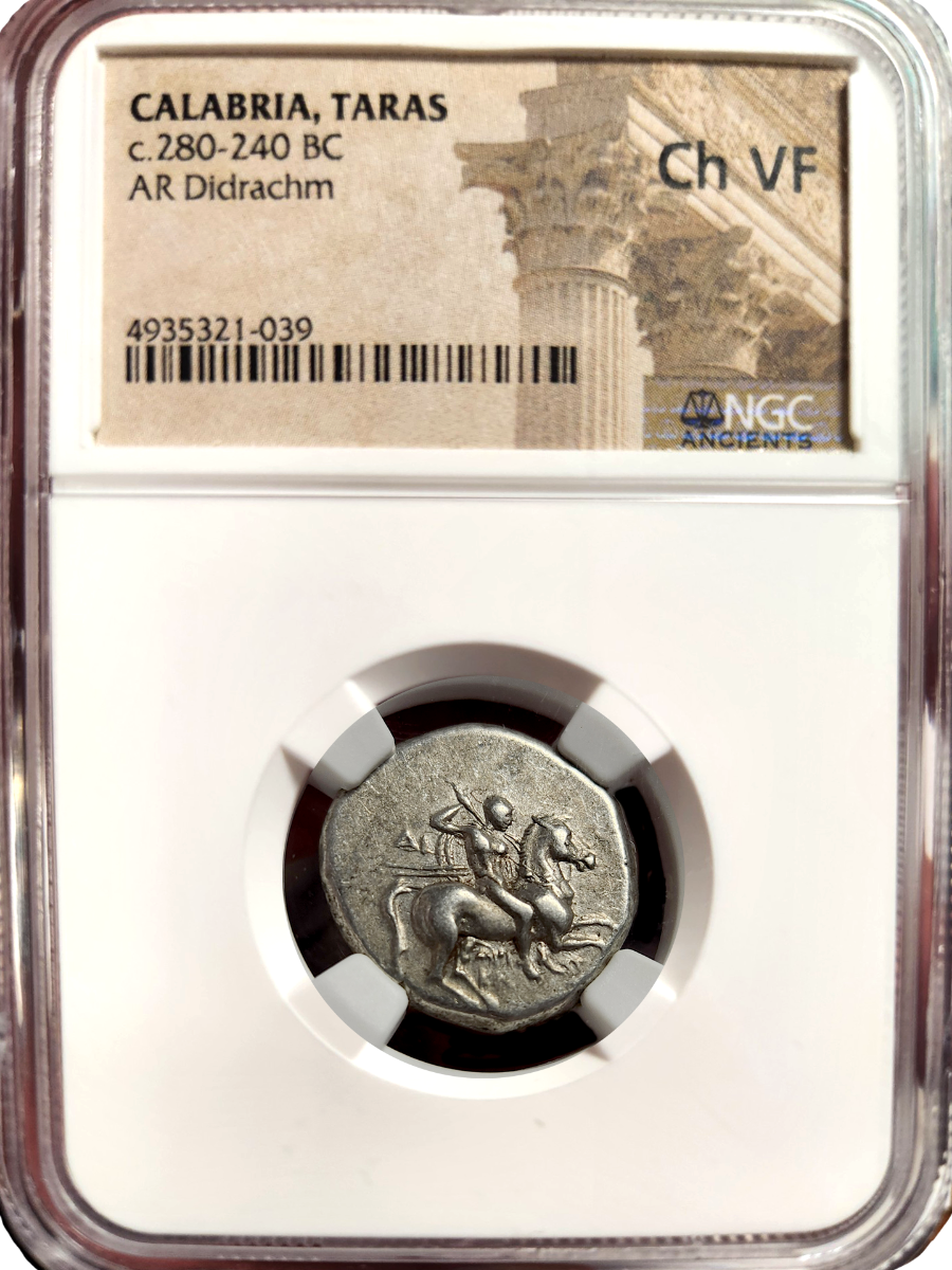 Calabria | Taras | Didrachm | CH-VF | In Holder Calabria | Taras | Didrachm | CH-VF | In Holder