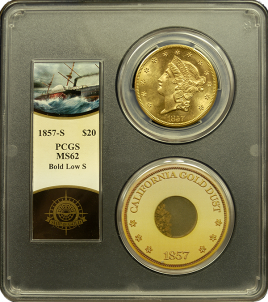 1857-S $20 Liberty PCGS MS-62 - Ship of Gold | Austin Coins