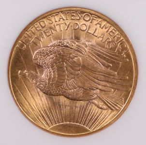 1908 $20 Saint-Gaudens Gold – Wells Fargo Hoard – NGC MS-67