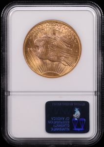 貴寛　 1908 $20 Saint-Gaudens Gold – Wells Fargo Hoard – NGC MS-67