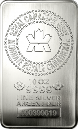 10 oz. - Royal Canadian Mint Silver Bars - Obverse