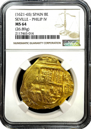 1621-65 Spain 8 Escudo  Seville | Philip IV | MS 64 | In Holder