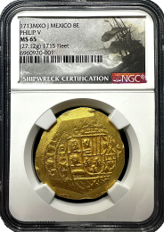 1713  Mexico | 8 Escudo |1715 Fleet | NGC MS 65 | In Holder