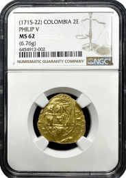 1715-22 | Columbian | 2 Escudo | NGC | MS-62 | IN Holder
