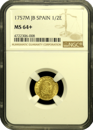 1757 Spain | 1/2 Escudo | MS 64+ | In Holder