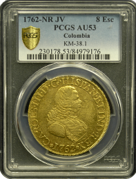 1762 Colombia Escudo | AU 53 | In Holder