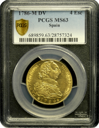 1786 Spain | 4 Escudo | MS 63 | Holder