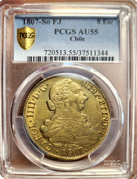 1807-So-FJ Chile 8 Escudo | Chile 8 Escudo | In Holder