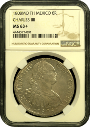 1808 Mexican 8 Reale |NGC | Mint State 63 Plus | In Holder