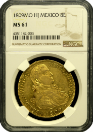 1809 Mexico 8 Escudo | NGC MS 61 | In Holder