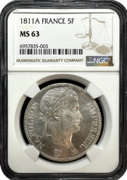 1811| A-France | 5 Francs | NGC | MS-63 | In Holder