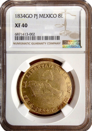 1830 | Mexico 8 Escudo | Extremely Fine 40 | In Holder