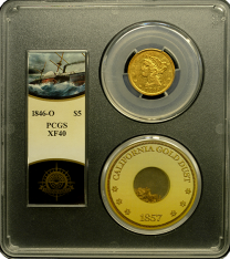 1846-O | $5 | SSCA | Liberty Coins | Shipwreck Coins | Obverse in Holder 