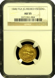 1848 Mexican Escudo NGC AU 55 - In Holder