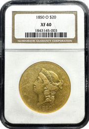 1850 O | $20 Liberty Gold | XF-40 | In Holder