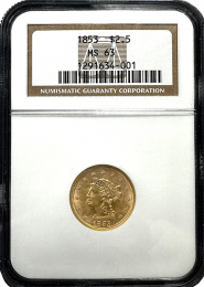 1853 $2.5 Liberty | NGC | MS 63 | In Holder