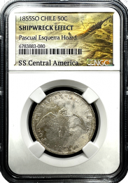 Chilean Silver Centavo | SS Central America | In Holder