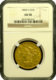 1858-O | $10 Liberty Head Gold | In Holder