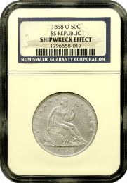 1854-O S.S. Republic Seated Liberty Half Dollar - Holder
