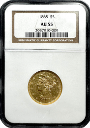 1868-P | $5 Liberty Gold | AU-55 | In Holder