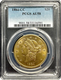 1884-CC | $20 Liberty Gold | PCGS AU-58 | In Holder