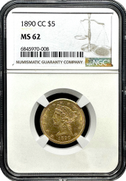 1890-CC $5 Liberty Gold Head | NGC | MS62 | In Holder