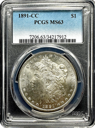 1891 | CC Morgan Silver Dollar |  PCGS MS-63 | In Holder