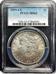 1891-CC | Morgan Silver Dollar |  PCGS MS-63 | In Holder