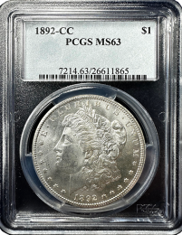 1892 | CC Morgan Silver Dollar | PCGS MS-63 | In Holder