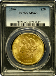 1896-P $20 Liberty Gold Coin PCGS/NGC MS-63
