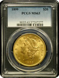 1899-P $20 Liberty Gold Coin PCGS/NGC MS-63