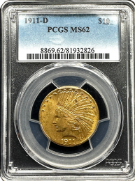 1911-D | $10 Indian | Gold MS-62  | In Holder