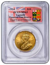 1913/1914 | $10 Gold Canadian | MS 63 | Obverse In Holder