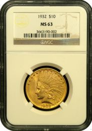 $10 Indian Gold Coin NGC/PGCS MS-63