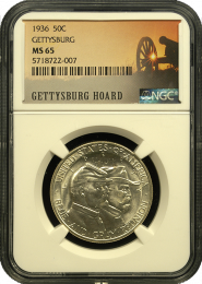 1936 Gettysburg Commemorative Half Dollar | MS65 | Holder