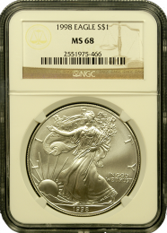 1998 Silver American Eagles | NGC | MS-68 - IN Holder