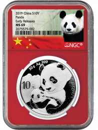 2019 China Silver Panda NGC Red Core Early Release MS-69