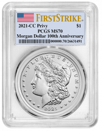2021-CC Morgan Silver Dollar PCGS MS-70 First Strike - OBV

