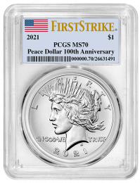 2021 Peace Silver Dollar PCGS MS-70 First Strike - Obverse