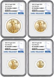 MS-70 NGC 4-Coin Set | 2024 Gold American Eagle | 4 coin set