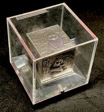 2019 20-oz China Silver Panda Cube in Acrylic Display