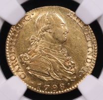 1798-M Spain 2 Escudos NGC AU-58 Obverse
