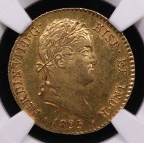 1825-M Spain 2 Escudos Ferdinand VII NGC AU58