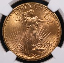 1911-D $20 St. Gaudens Double Eagle NGC MS-66+