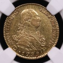 1799-M Spain 2 Escudos NGC AU-58 Obverse