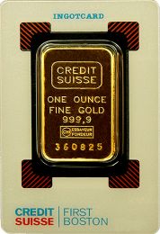 Credit Suisse 1 oz Gold Bar - Obverse in Holder