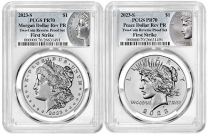 2023-S | Morgan & Peace Silver Dollar | Reverse Proof-70 | First Strike | Both Coins Obverse in Holder