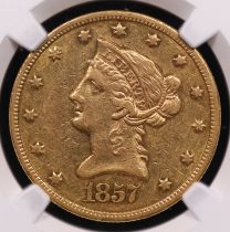 1857-S $10 Liberty Head Eagle – NGC AU53
