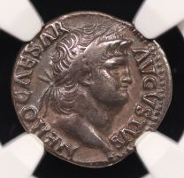 Nero AR Denarius (AD 54–68) – NGC Ch VF★ |  Jupiter Reverse