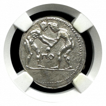 Pamphylia  | Aspendus | Wrestler | Silver Stater | AU 4x2 | Obverse